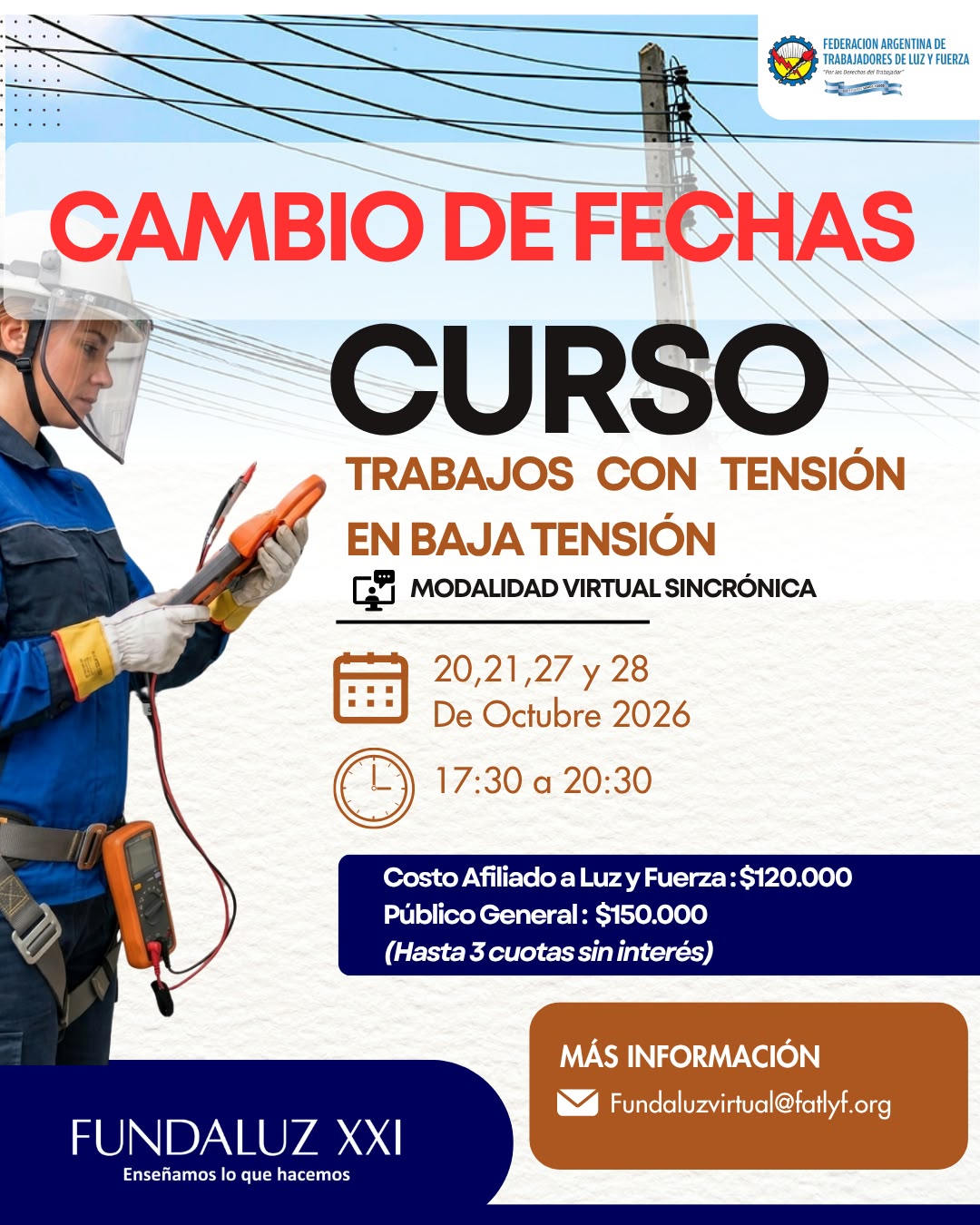 Flyer Curso Trabajos con Tensión en Baja Tensión